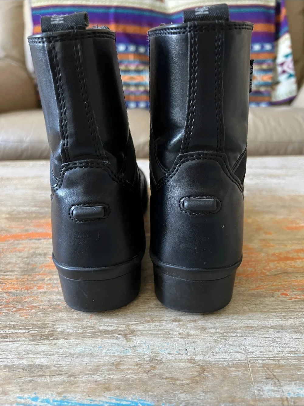 Saxon Kids Black Leather Zip-Top Riding Boots